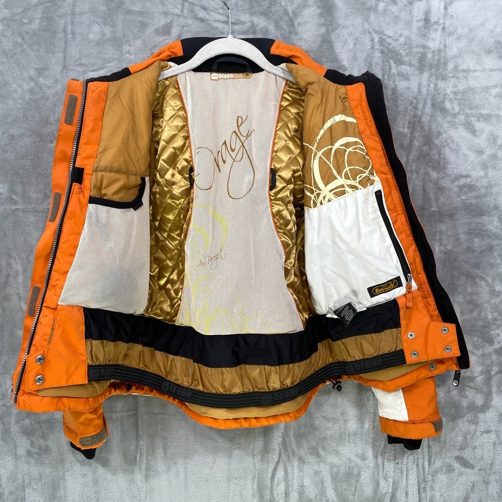 Orage Ski Snowboard Jacket Womens Small Nylon Orange Hooded Winter STAINS! - Picture 4 of 12